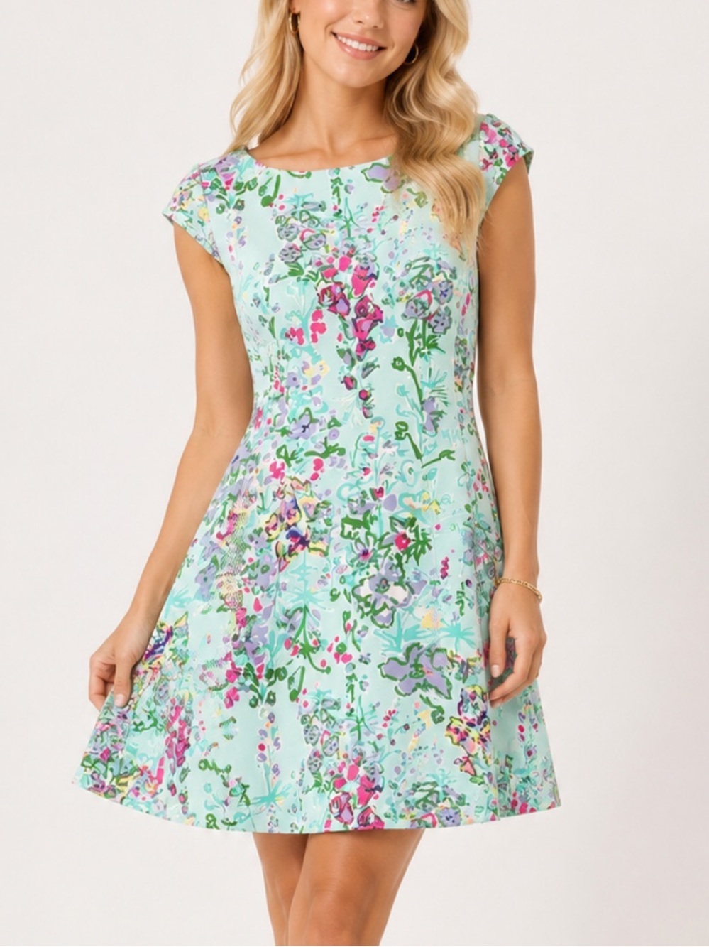 Lilly Pulitzer Briella Dress Southern Charm Mint Floral Fit & Flare 8443